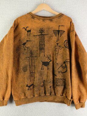 Bfofo Sweatshirt Womens Medium Yellow Native Vintage 90s Crew Sweater